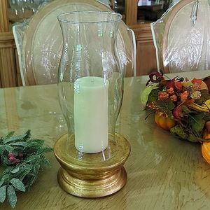 Hurricane glass, gold ceramic base with 2 trims (4 Pieces)